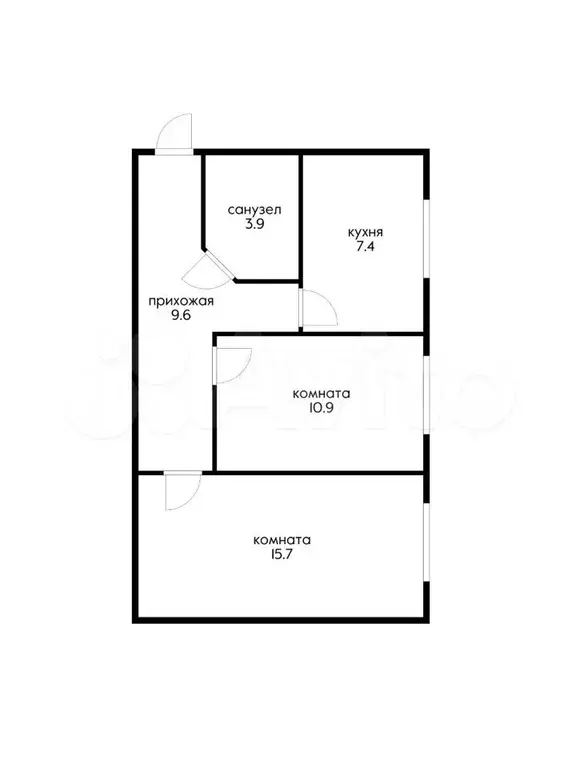 2-к. квартира, 47,5 м, 4/4 эт. - Фото 1