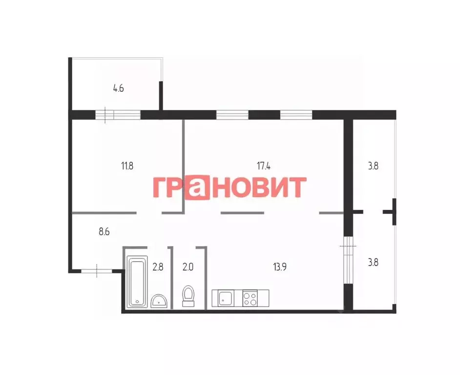 2-к кв. Новосибирская область, Новосибирск ул. Сибиряков-Гвардейцев, ... - Фото 1