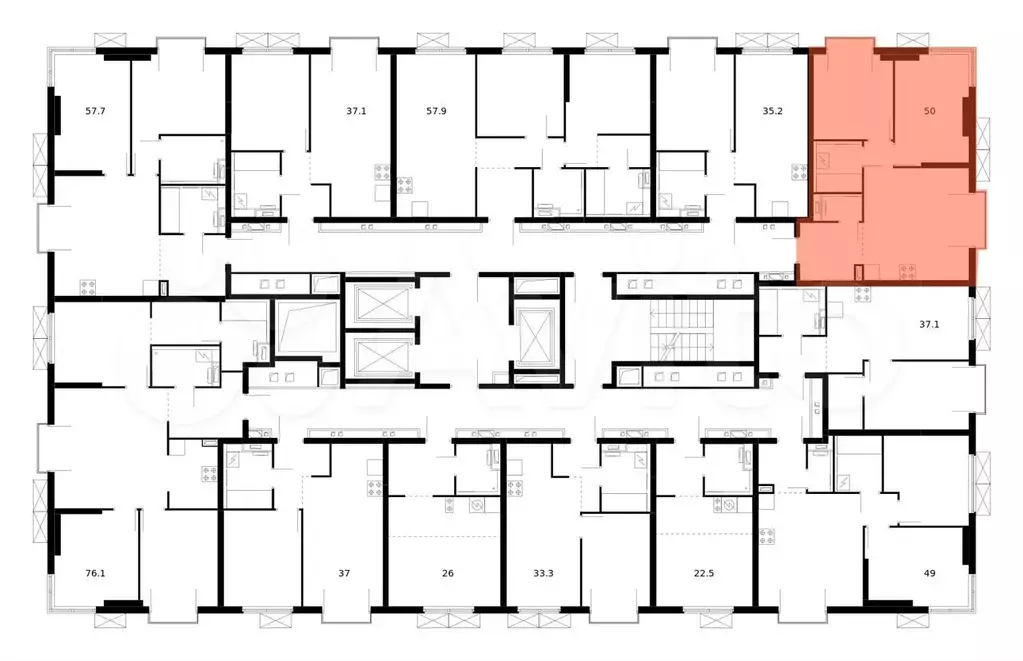 2-к. квартира, 50 м, 5/24 эт. - Фото 1