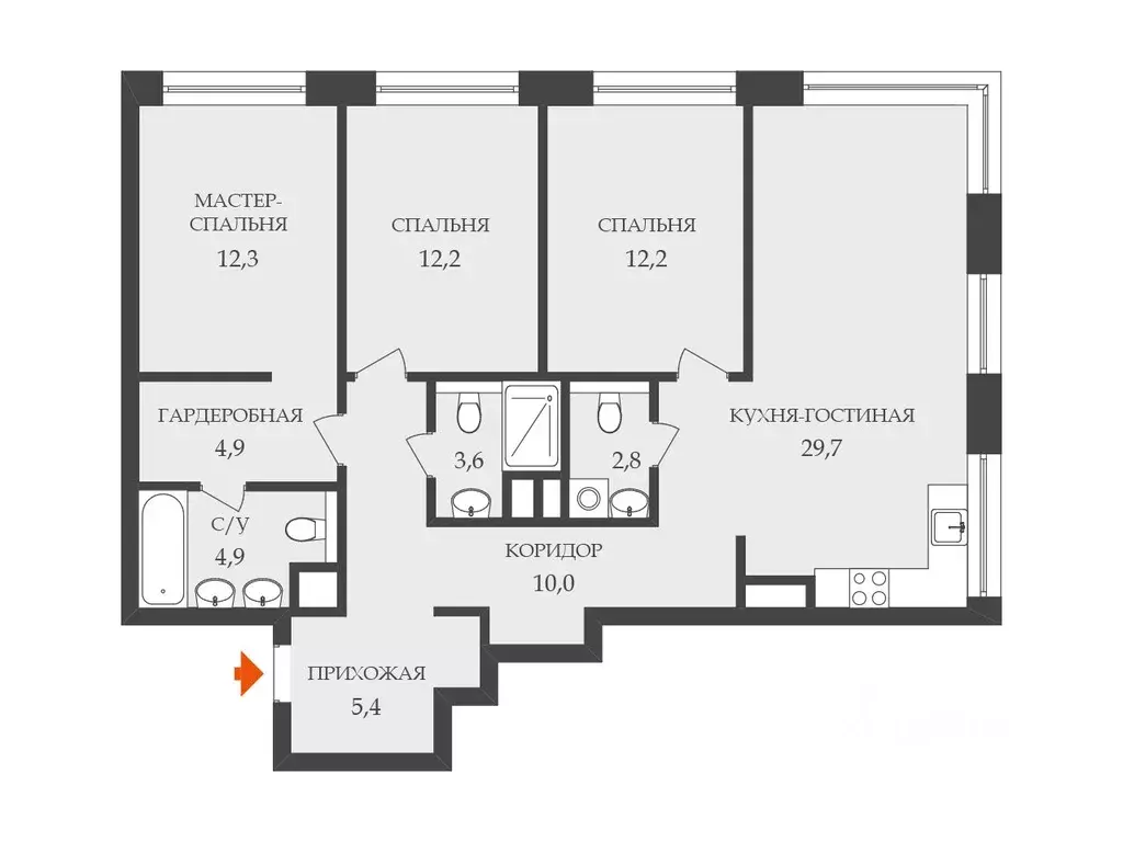 4-к кв. Москва просп. Генерала Дорохова, 39к2Л (93.0 м) - Фото 2
