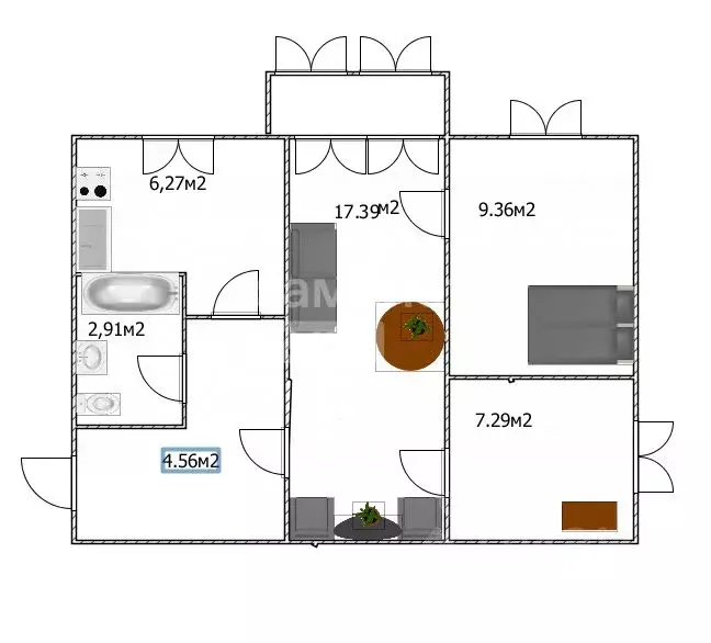 3-к кв. Ульяновская область, Ульяновск ул. Варейкиса, 23 (48.8 м) - Фото 1