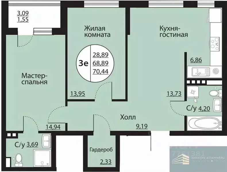 2-к кв. Воронежская область, Воронеж Московский просп., 138 (70.4 м) - Фото 0