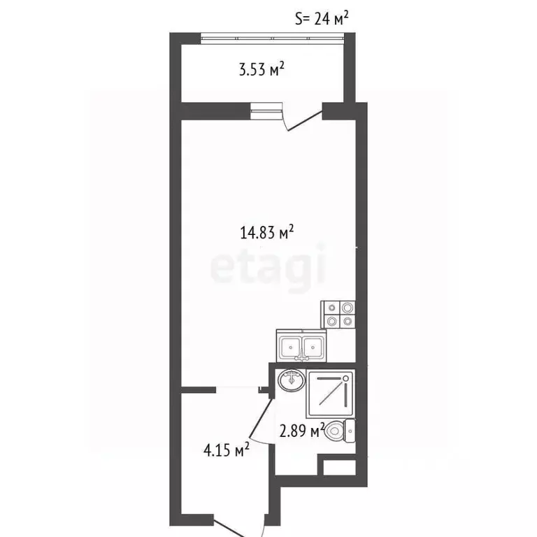 Студия Санкт-Петербург Курляндская ул., 10 (24.0 м) - Фото 2