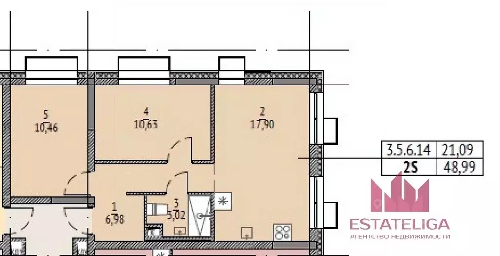 3-к кв. Москва Автомобильный проезд, 4 (49.0 м) - Фото 2
