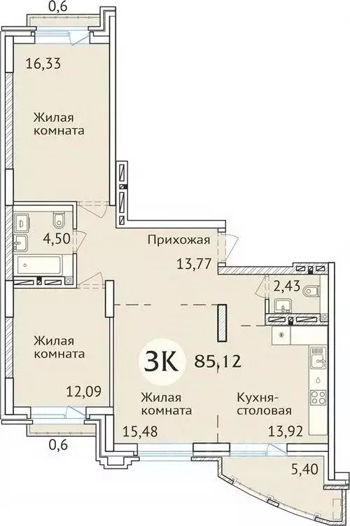 3-к кв. Новосибирская область, Новосибирск ул. Дуси Ковальчук, 248/1 ... - Фото 0