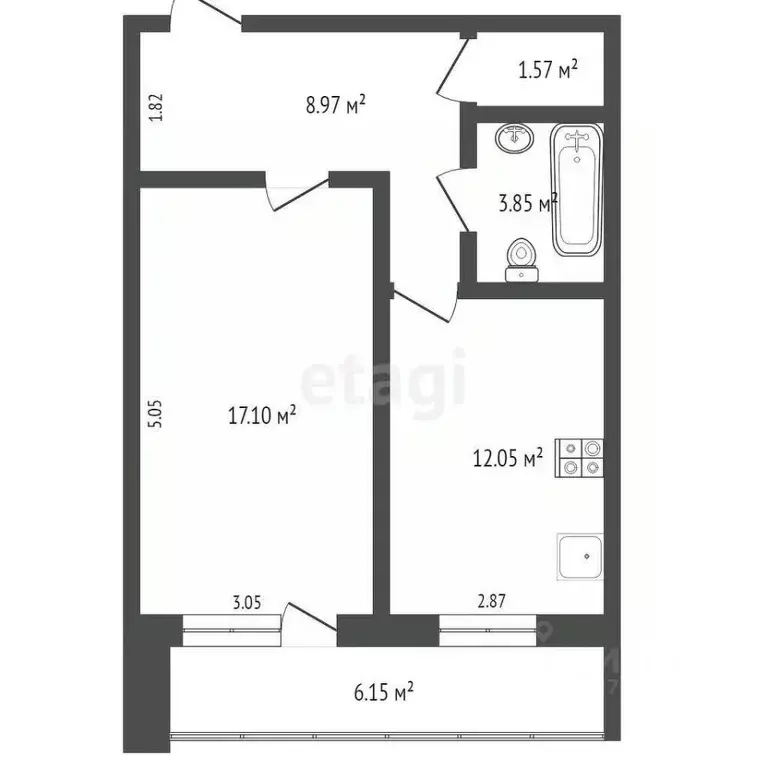 1-к кв. Калужская область, Калуга Заречная ул., 113 (49.0 м) - Фото 2