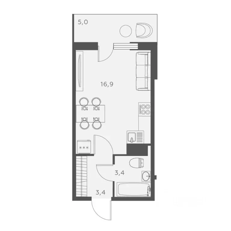 1-к кв. Санкт-Петербург ул. Русановская, 24 (32.5 м) - Фото 0