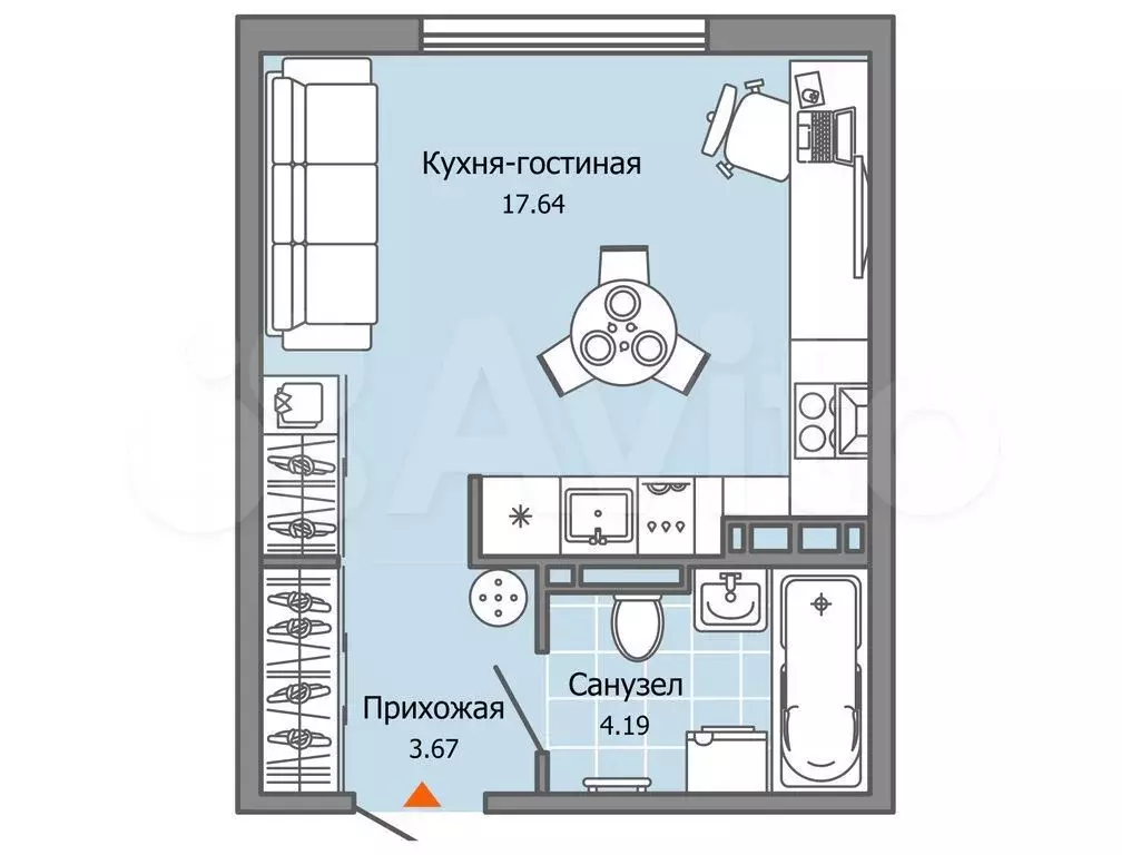 Квартира-студия, 26 м, 2/9 эт. - Фото 0