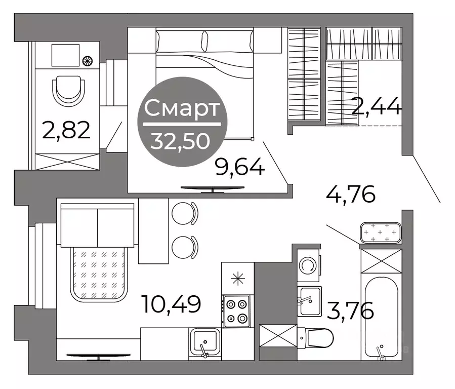 1-к кв. Воронежская область, Воронеж Галилей жилой комплекс (32.5 м) - Фото 1