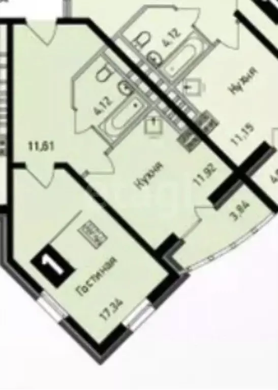 1-к кв. Калужская область, Калуга Молодежная ул., 48 (45.8 м) - Фото 1