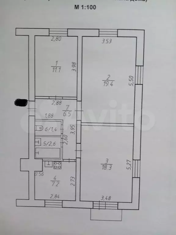 3-к. квартира, 66,5 м, 3/3 эт. - Фото 0