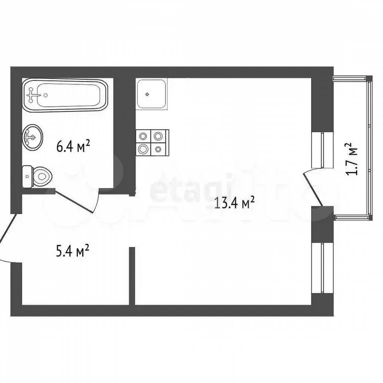 Квартира-студия, 29,1 м, 7/10 эт. - Фото 0
