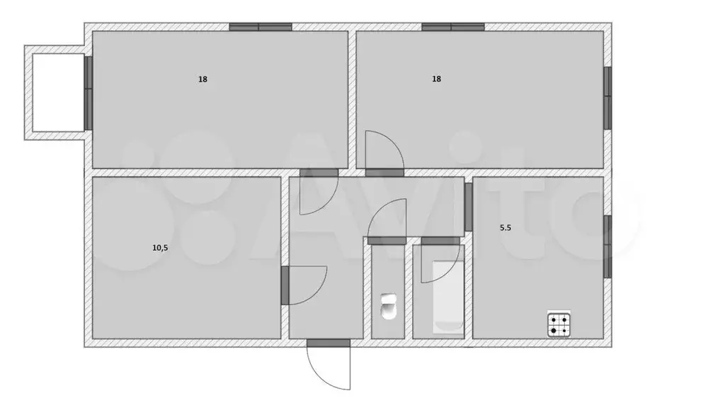 3-к. квартира, 63 м, 3/5 эт. - Фото 0