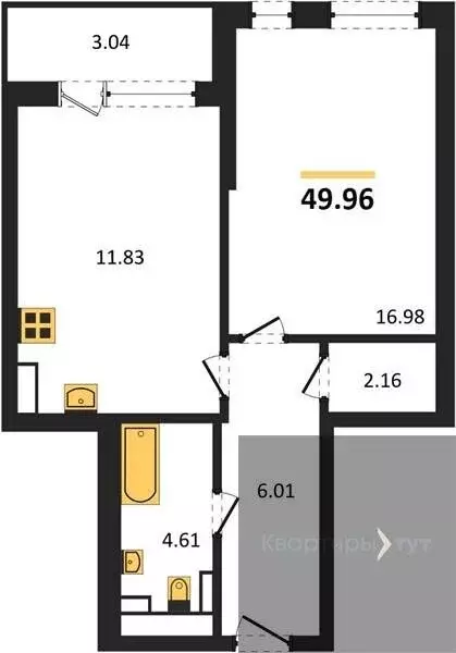 1-комнатная квартира: Воронеж, Московский проспект, 132 (49.96 м) - Фото 1