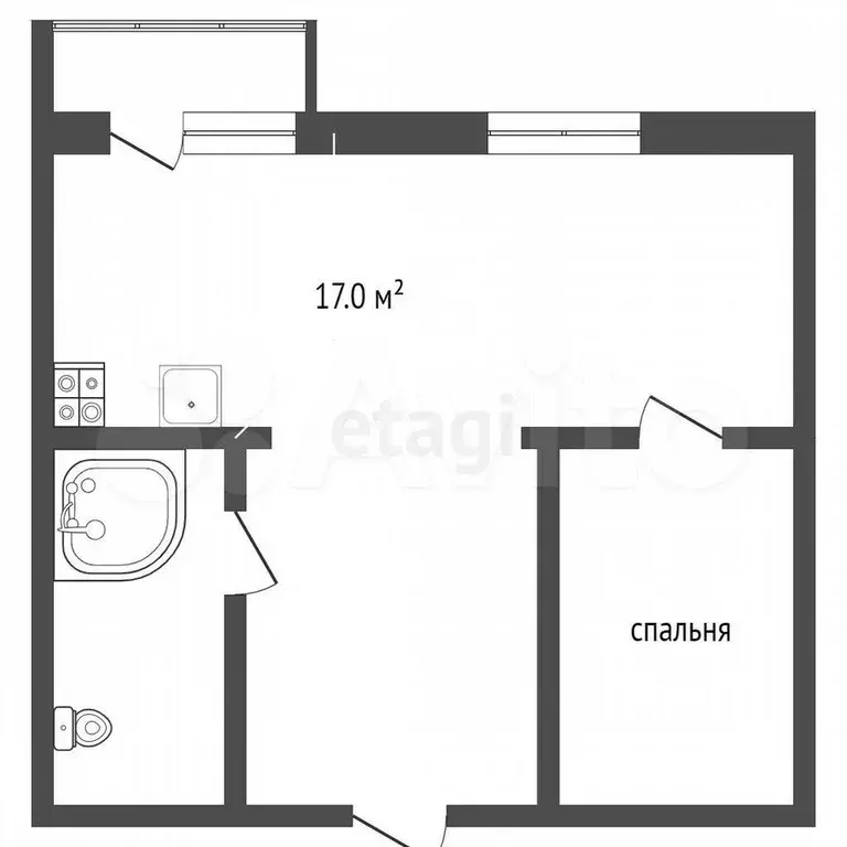 1-к. квартира, 46,6 м, 3/4 эт. - Фото 0