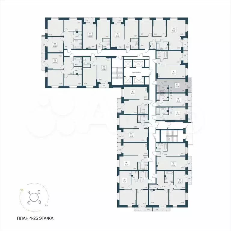 Квартира-студия, 23,3 м, 19/25 эт. - Фото 1