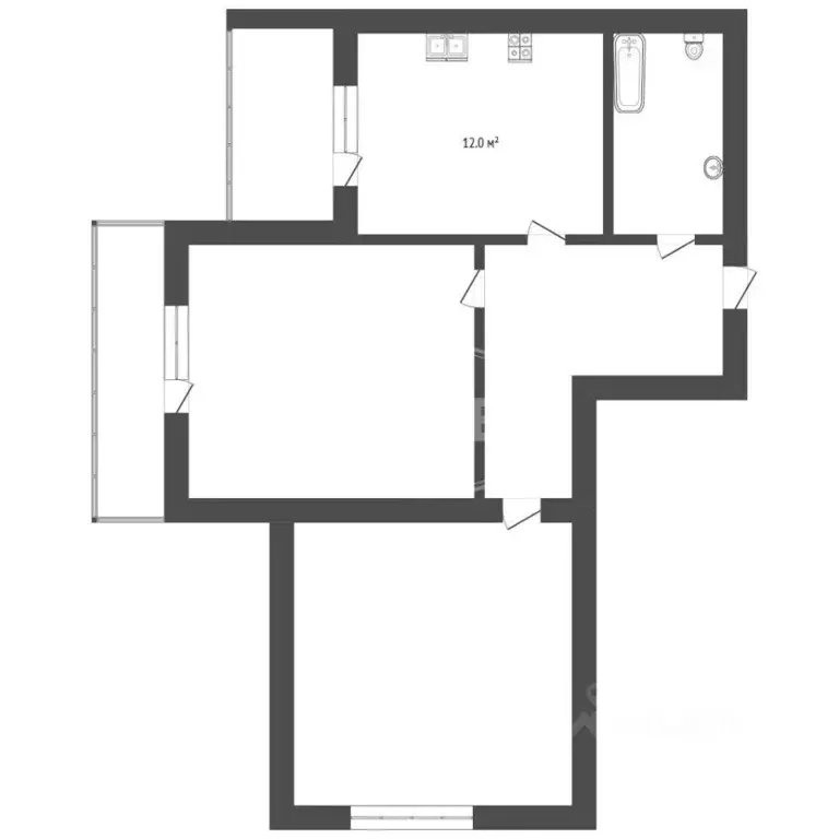 2-к кв. Калининградская область, Калининград Печатная ул., 21Б (52.2 ... - Фото 2