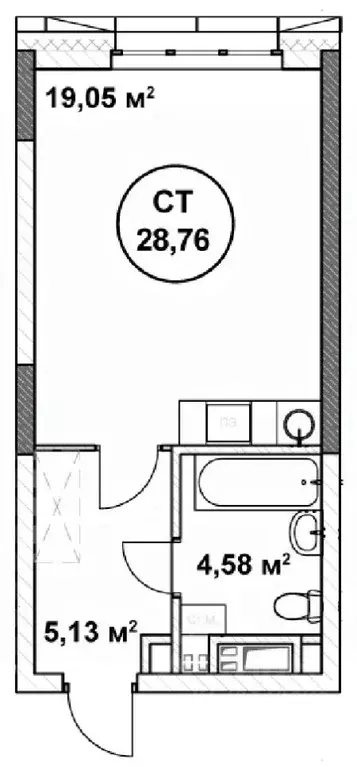 Студия Нижегородская область, Нижний Новгород ул. Родионова (28.76 м) - Фото 1