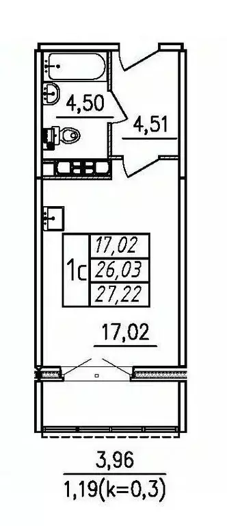 Студия Санкт-Петербург пос. Шушары,  (27.22 м) - Фото 0