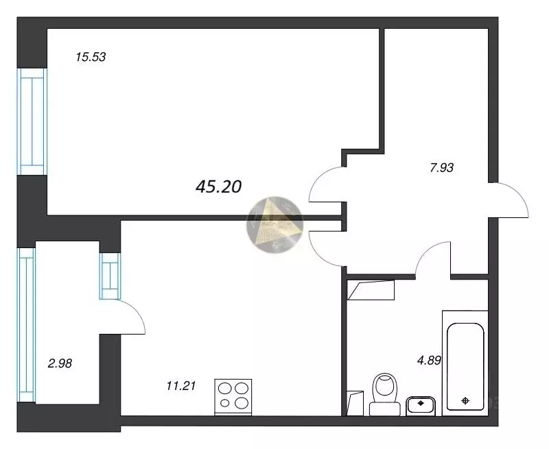 1-к кв. Санкт-Петербург ул. Среднерогатская, 11к2 (45.2 м) - Фото 1