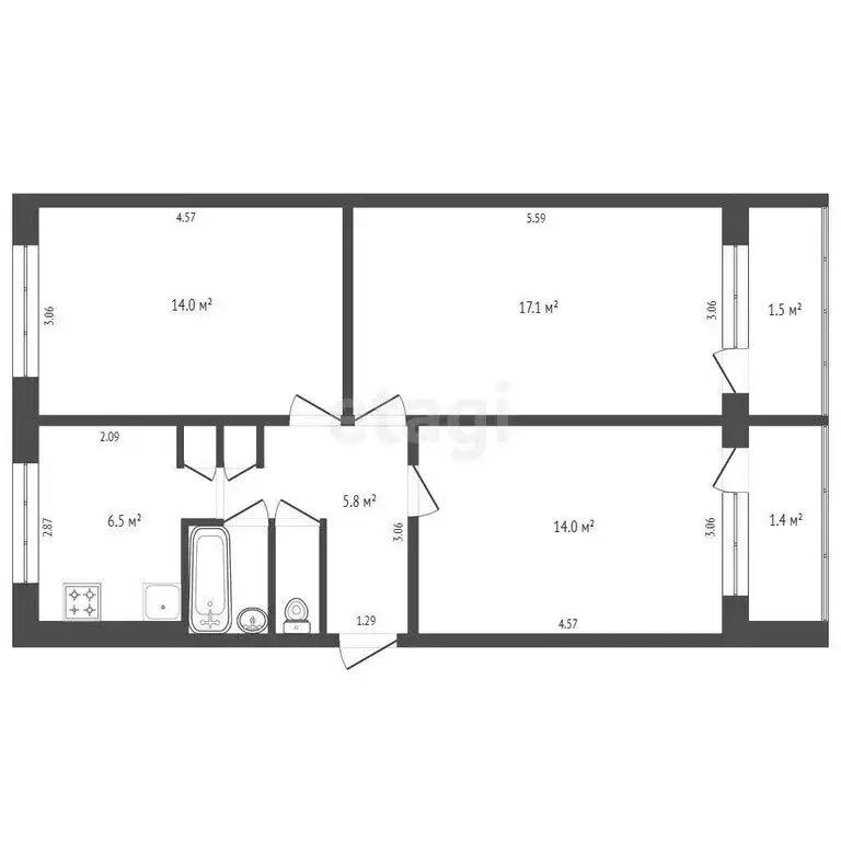 3-комнатная квартира: Саранск, Серадзская улица, 27 (64 м) - Фото 0