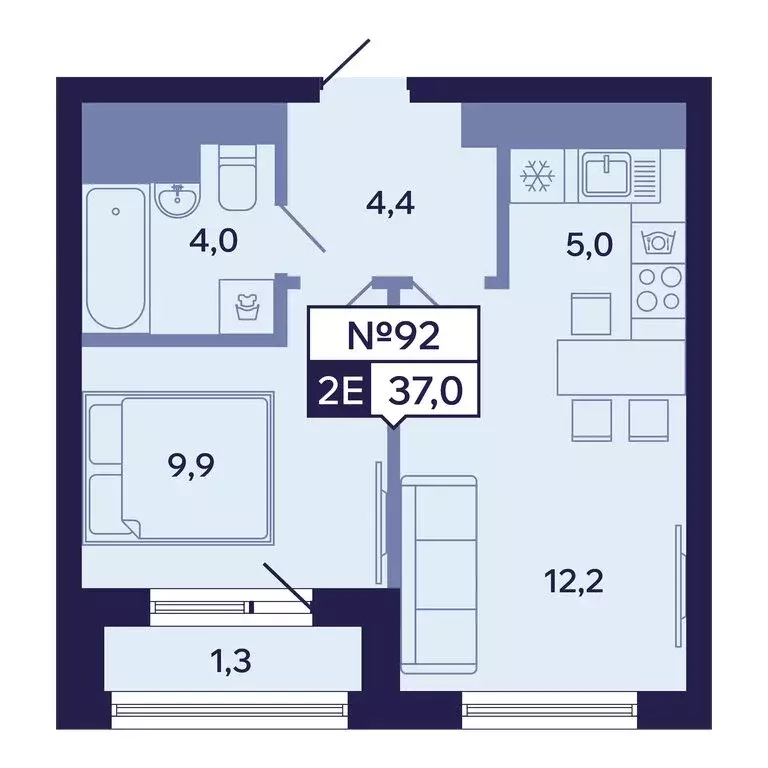 2-комнатная квартира: Якутск, Новопортовская улица, 1А/1 (37 м) - Фото 1