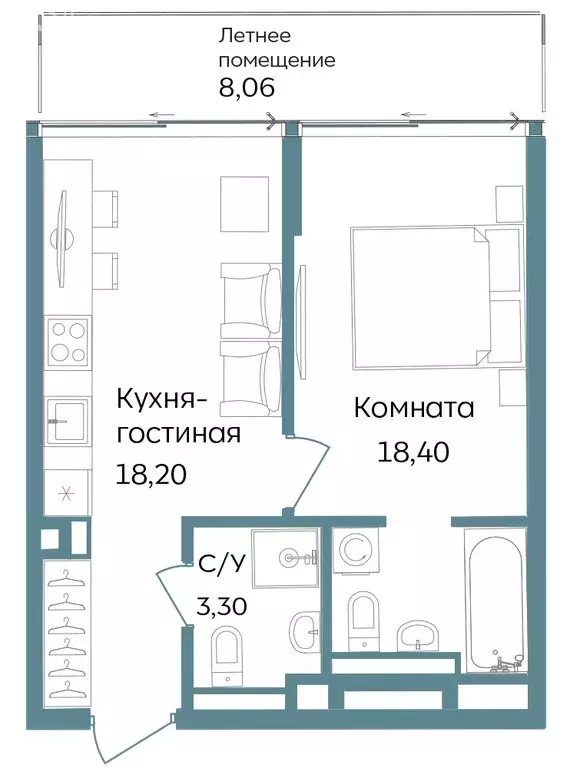 1-комнатная квартира: Республика Крым, Саки (47.96 м) - Фото 1