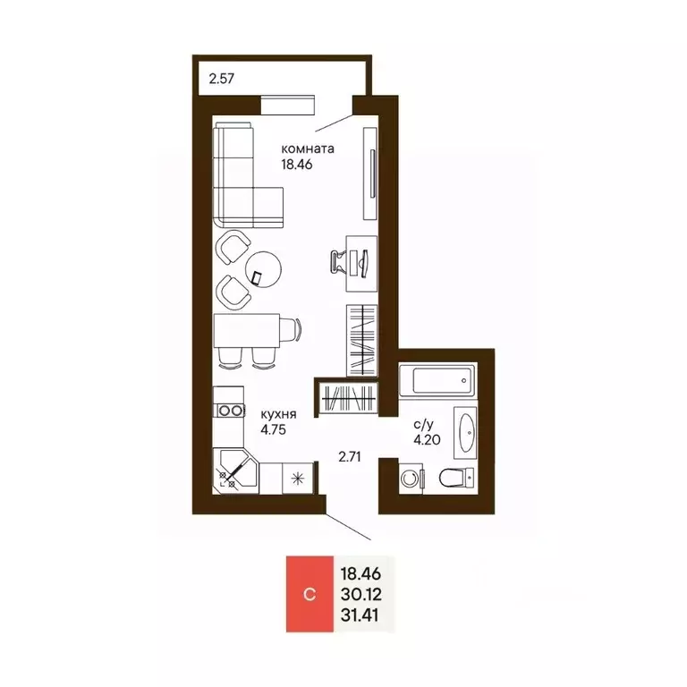 2-к кв. Пензенская область, Пенза Памятник Победы мкр,  (55.21 м) - Фото 1