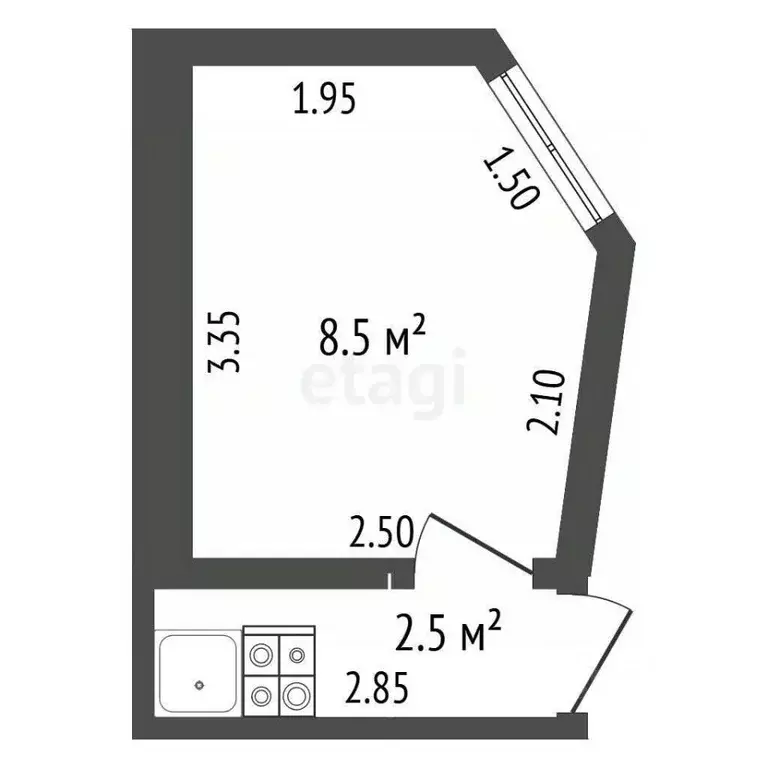 Студия Крым, Ялта ул. Кирова, 39 (11.0 м) - Фото 1