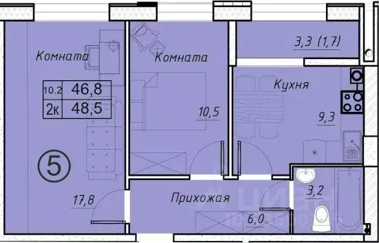 2-к кв. Ростовская область, Батайск ул. Олимпийское кольцо, 36к21 ... - Фото 0