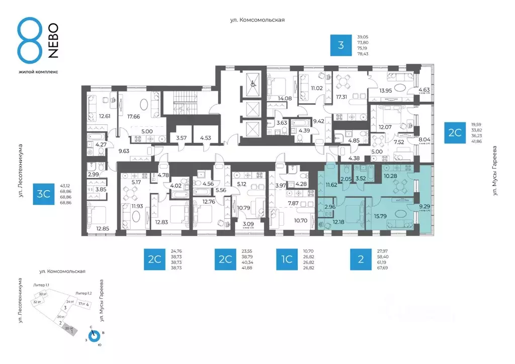 2-к кв. Башкортостан, Уфа Глумилино-1 мкр, 8-е Небо жилой комплекс ... - Фото 2