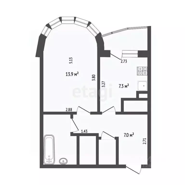 1-к кв. Москва Ленинский просп., 105к4 (34.6 м) - Фото 2