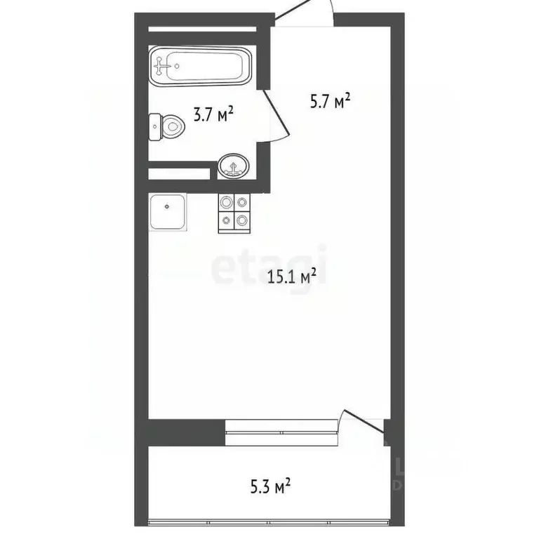 Студия Тюменская область, Тюмень Интернациональная ул., 199А (29.8 м) - Фото 1