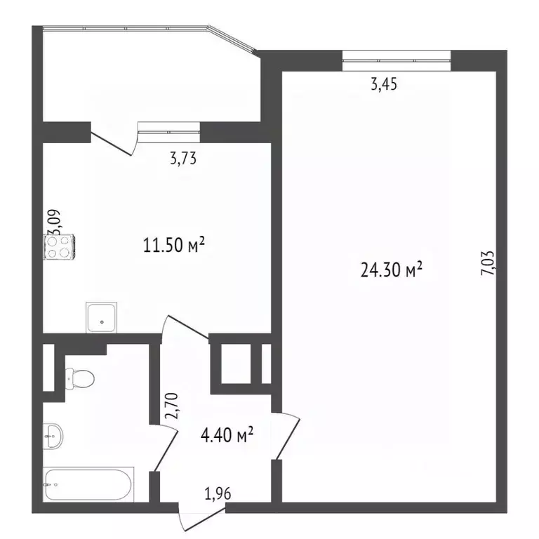 1-к кв. Ханты-Мансийский АО, Сургут Пролетарский просп., 4/2 (50.3 м) - Фото 2