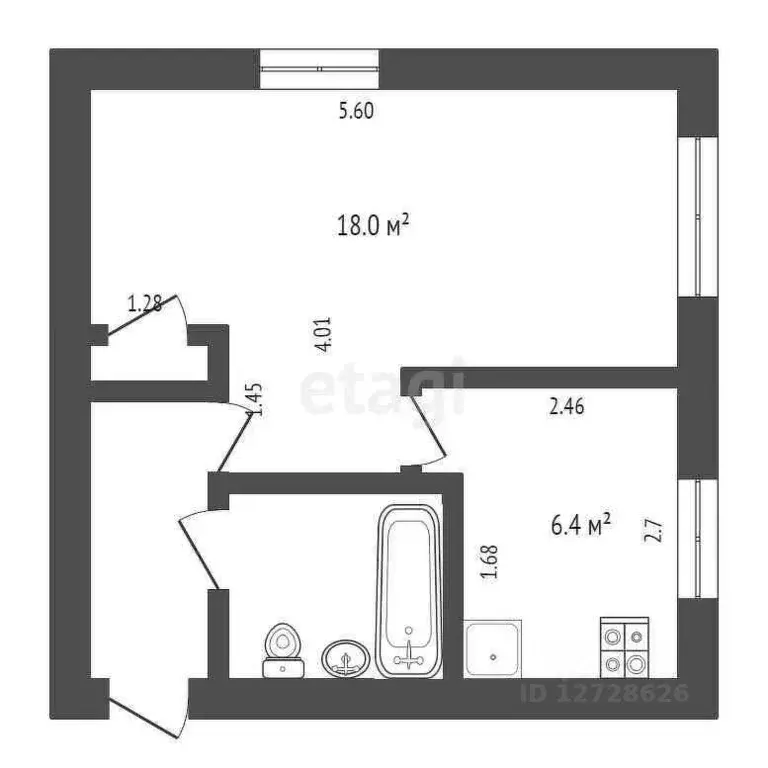 1-к кв. Калужская область, Калуга Ромодановские Дворики мкр, ул. ... - Фото 2