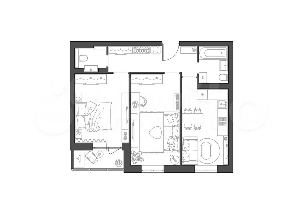 2-к. квартира, 57 м, 5/9 эт. - Фото 0