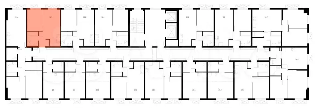 2-к. квартира, 32,3м, 5/9эт. - Фото 1