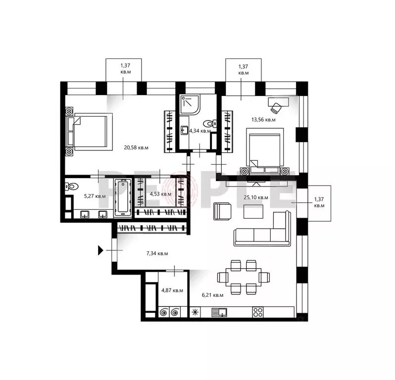 3-к кв. Москва 2-я Звенигородская ул., 14 (83.0 м) - Фото 0