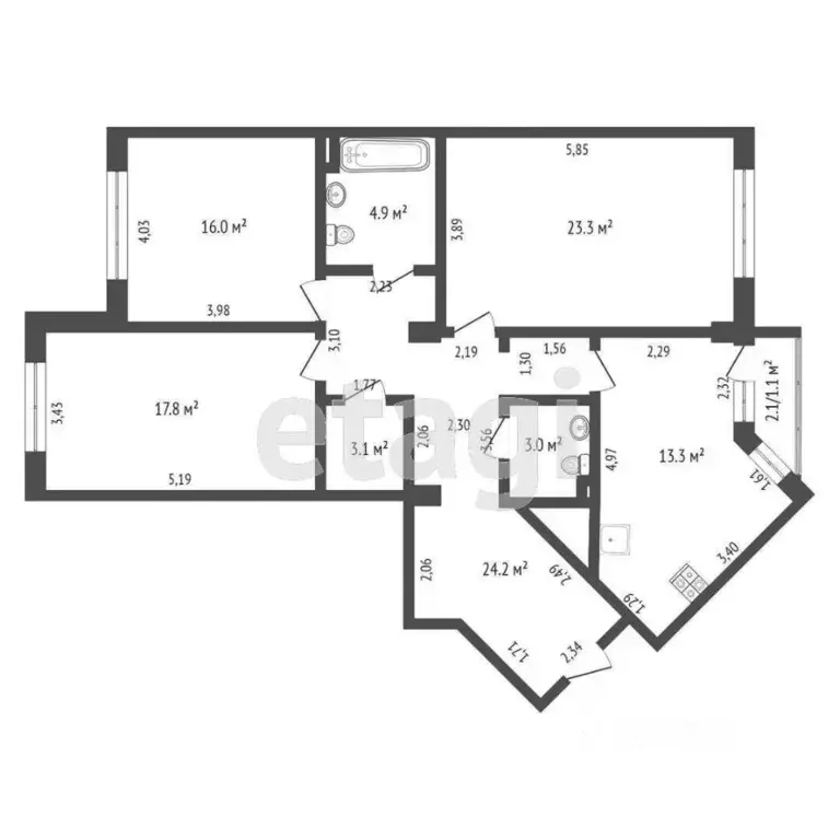 3-к кв. Ханты-Мансийский АО, Ханты-Мансийск Южный мкр, ул. ... - Фото 2
