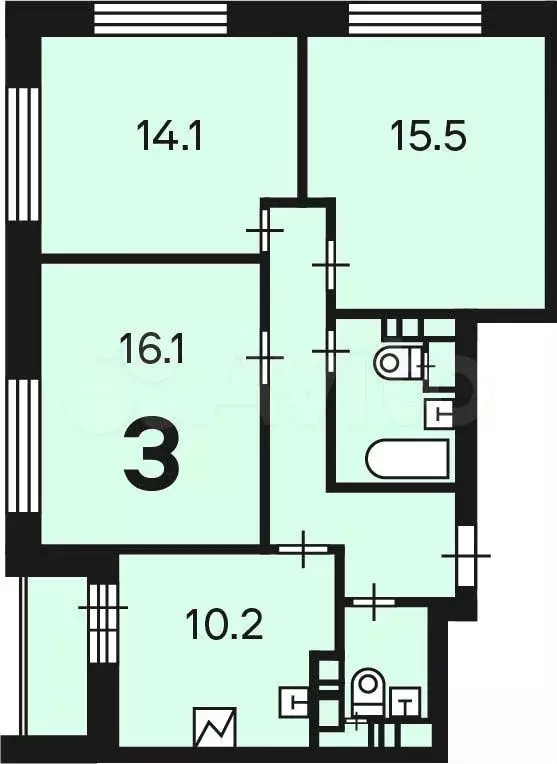 Аукцион: 3-к. квартира, 69,4 м, 10/23 эт. - Фото 1