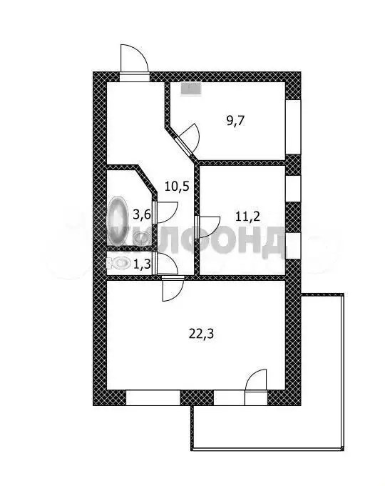 2-к. квартира, 61,6 м, 3/6 эт. - Фото 0