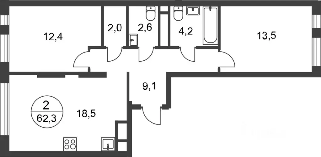 2-к кв. Москва Переделкино Ближнее мкр, 17-й кв-л, к2 (62.3 м) - Фото 0