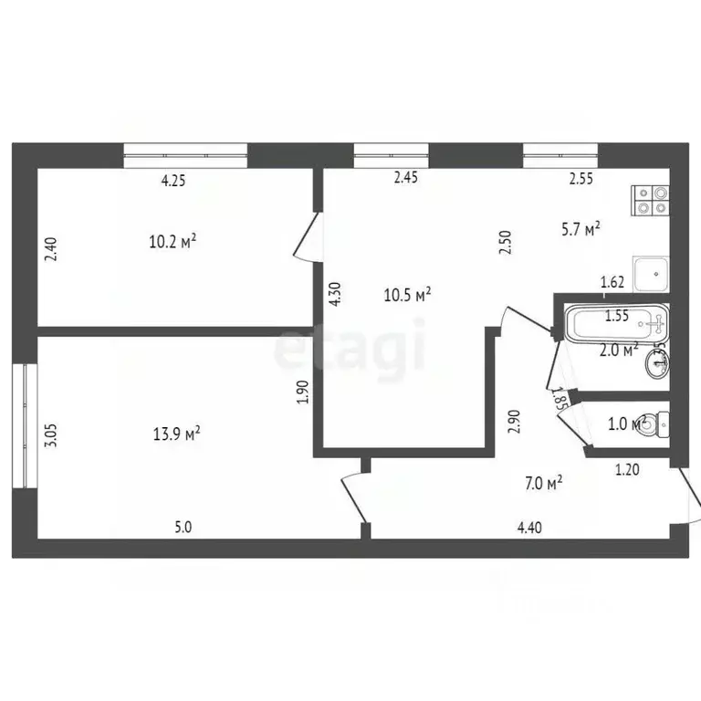 3-к кв. Архангельская область, Коряжма Советская ул., 8 (50.3 м) - Фото 1