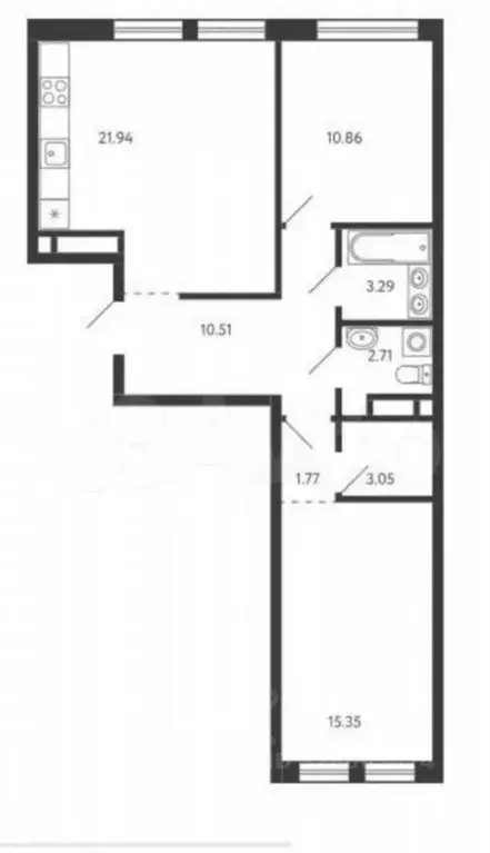 2-к кв. Башкортостан, Уфа Зеленая Роща жилрайон,  (69.48 м) - Фото 1