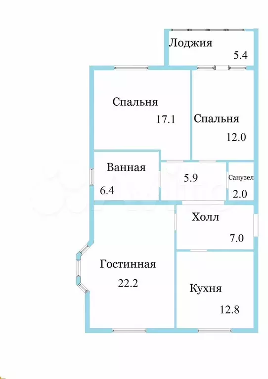 3-к. квартира, 85,4 м, 4/5 эт. - Фото 0