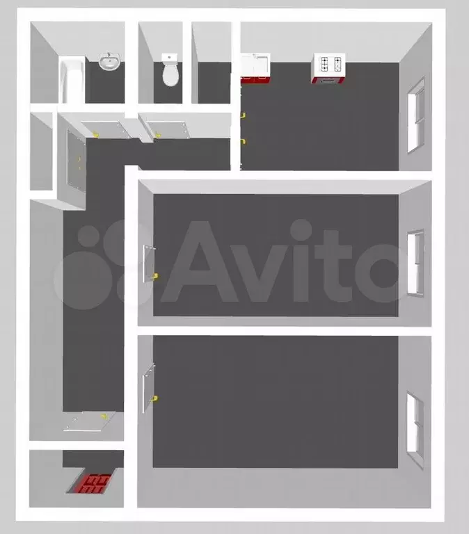 2-к. квартира, 61 м, 2/5 эт. - Фото 0