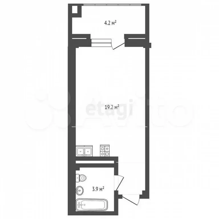 Квартира-студия, 23,1 м, 8/9 эт. - Фото 0