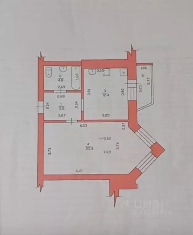 1-к кв. Тамбовская область, Тамбов Магистральная ул., 35Г (48.0 м) - Фото 2