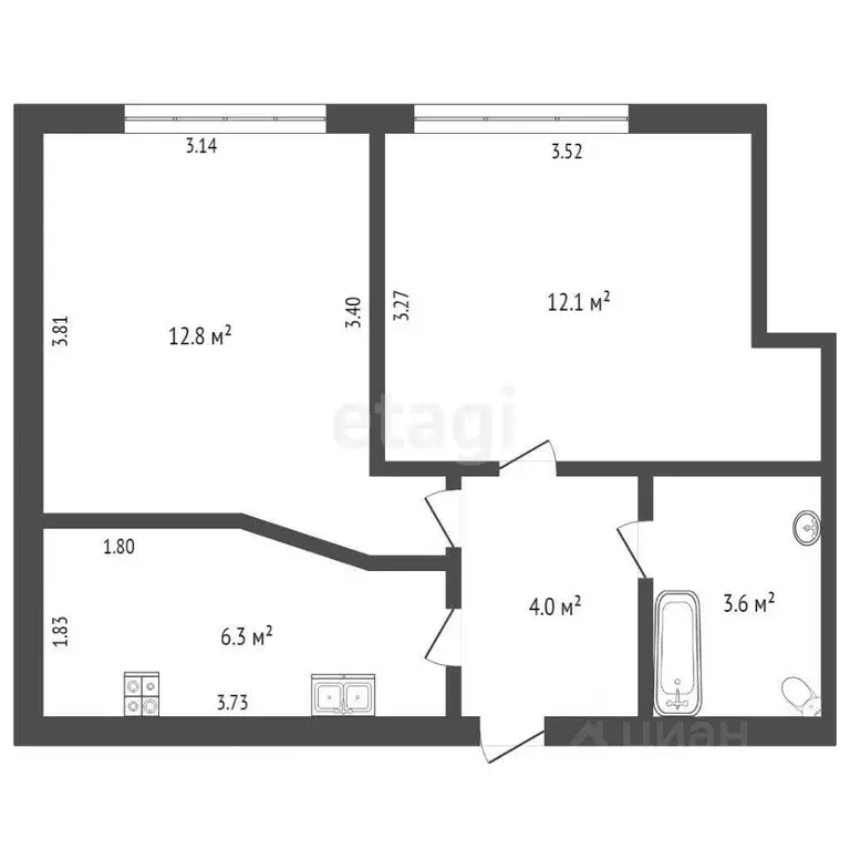 2-к кв. Севастополь просп. Генерала Острякова, 172А (38.8 м) - Фото 1