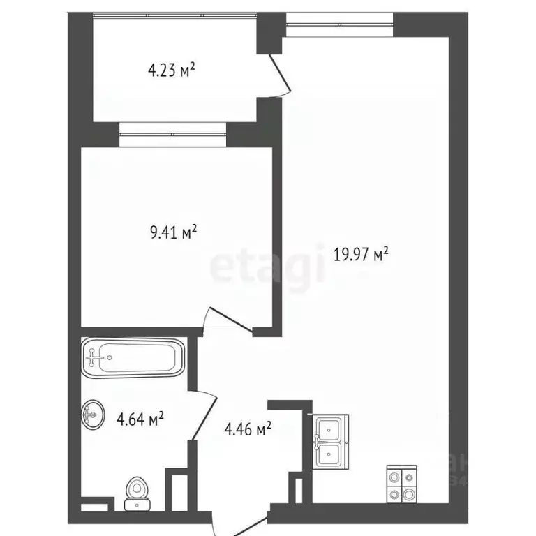 1-к кв. Тюменская область, Тюмень ул. Краснооктябрьская, 6 (38.5 м) - Фото 1